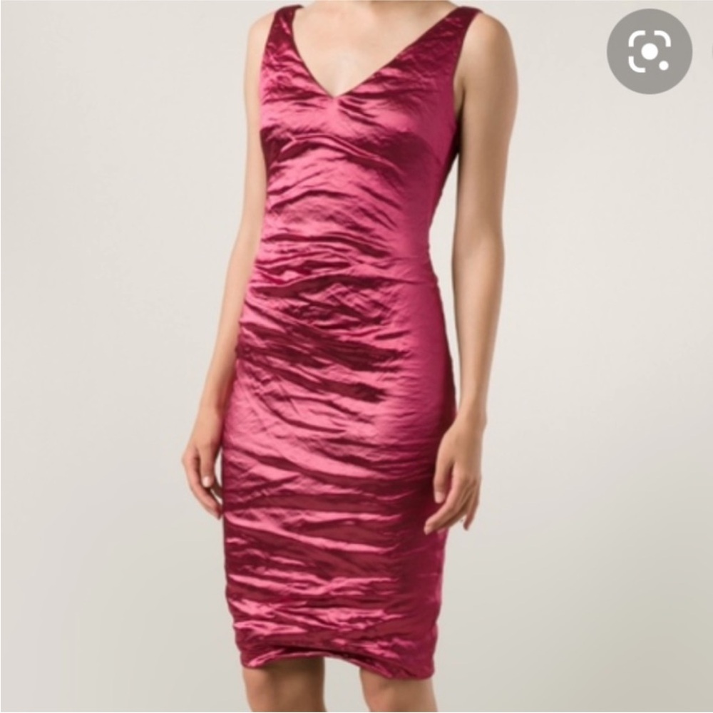 NICOLE MILLER Metallic Dress in Fuschia
